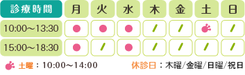 中島院の診療時間表